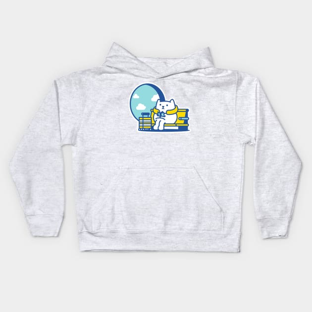 Airport Cat Illustration Kids Hoodie by meowproject